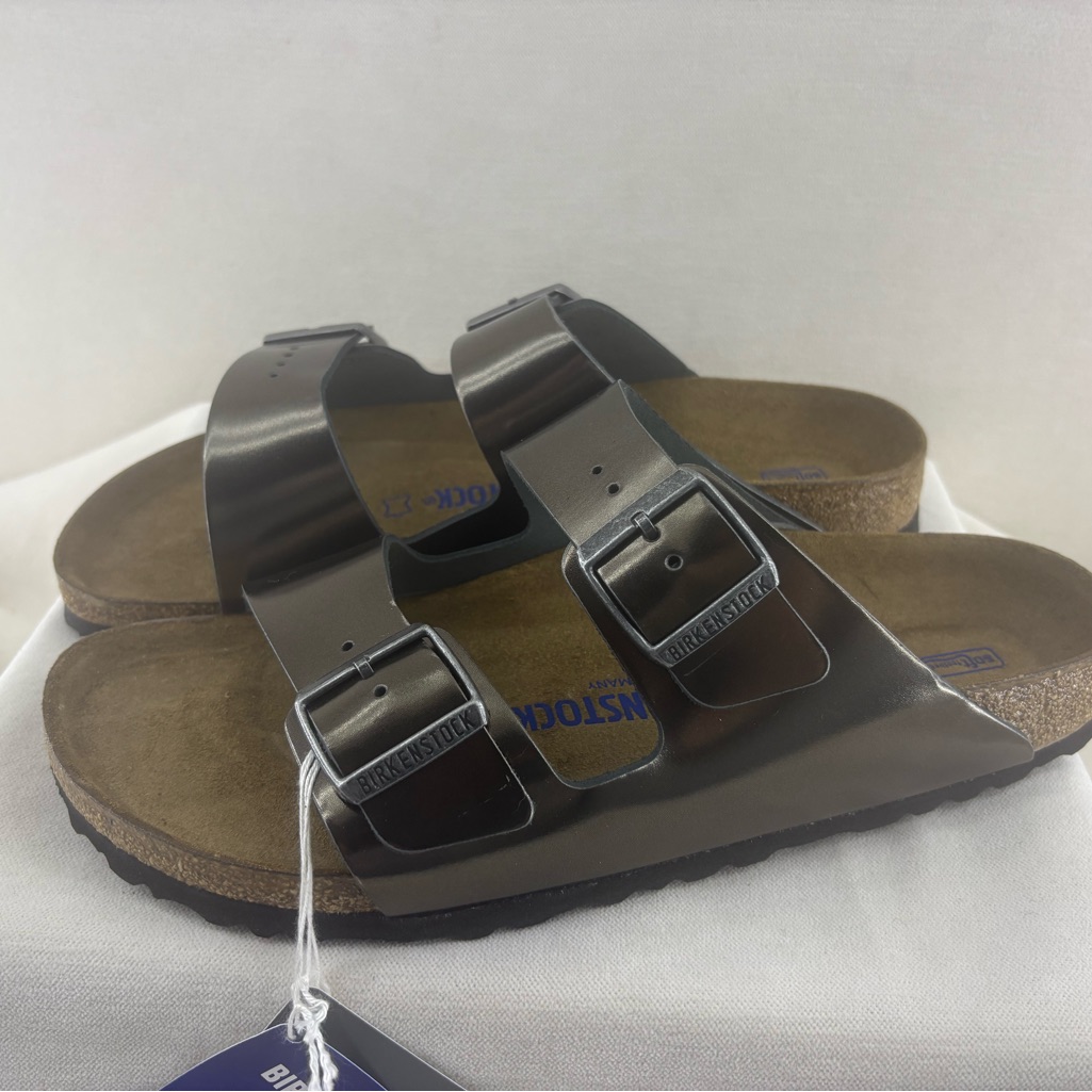 Birkenstock Unisex Arizona Metallic Anthracite Narrow Women’s 11/ Men’s 9 Nib